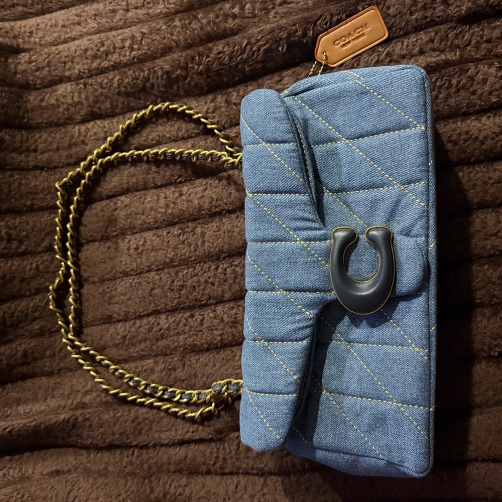 Coach Denim Blue Quilted Clutch
